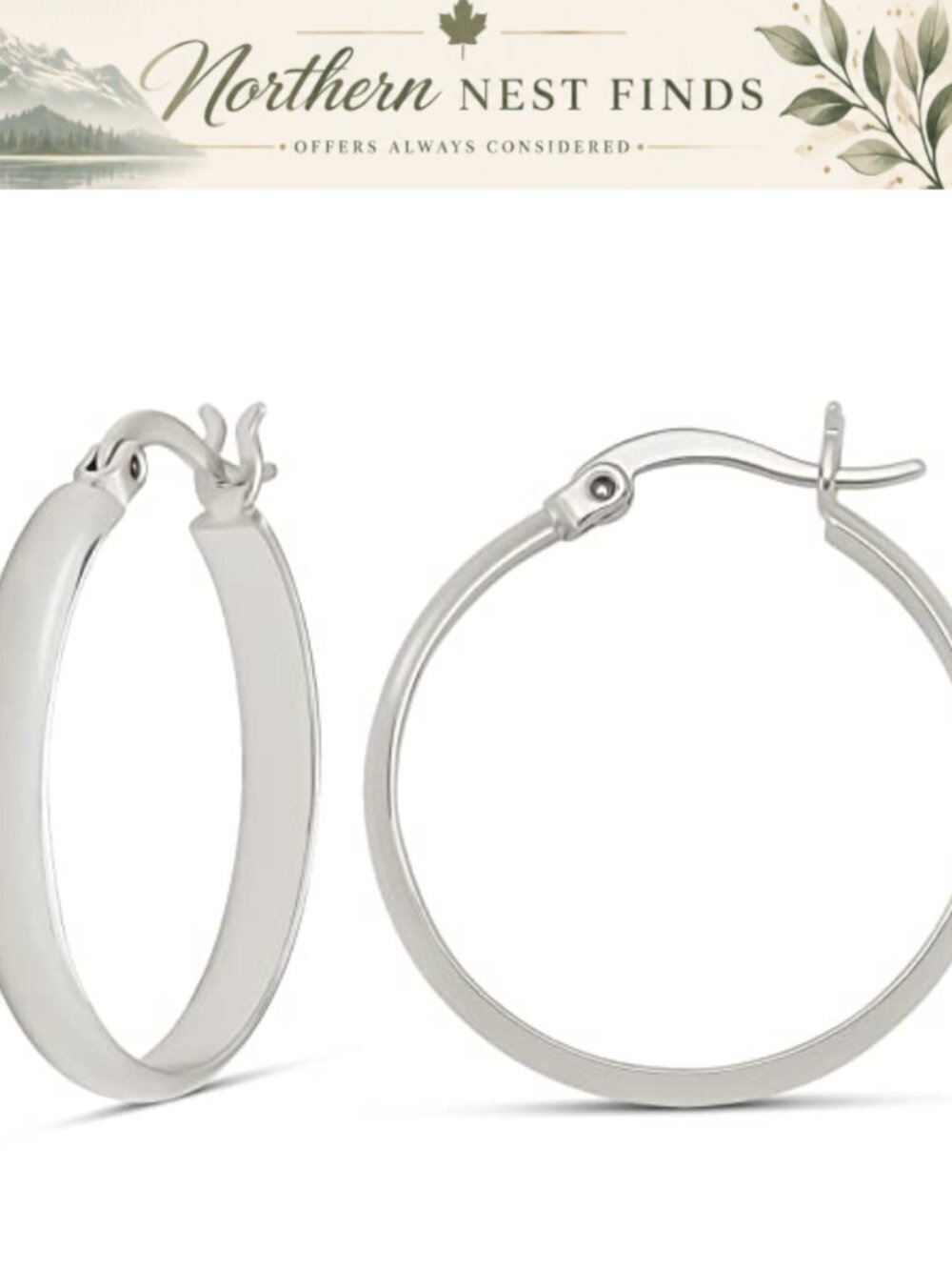 15mm Silver Plated Dome Hoop Earrings Hypoallergenic Nickel Free